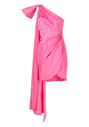 Marchesa Notte one-shoulder taffeta mini dress - Pink