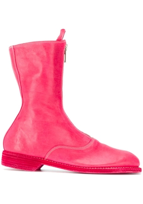 Guidi zip-front leather boots - Pink