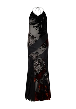 Roberto Cavalli marine-print halterneck maxi dress - Black