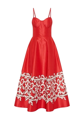 Rebecca Vallance Sundia pattern midi dress - Red
