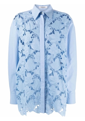 Valentino Garavani long-sleeve lace shirt - Blue