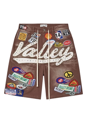 Vale patch-motif denim shorts - Red
