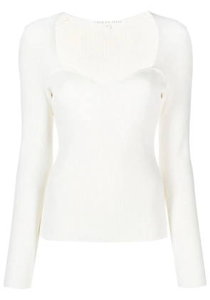 Veronica Beard sweetheart ribbed knit top - Neutrals
