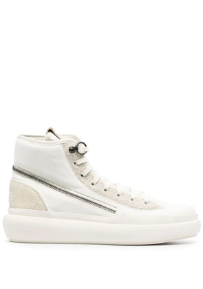 Y-3 zip-around suede high-top sneakers - White