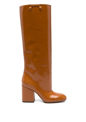 Marni knee-high patent boots - Brown