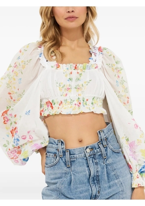 Charo Ruiz Ibiza Hince floral square-neck top - White