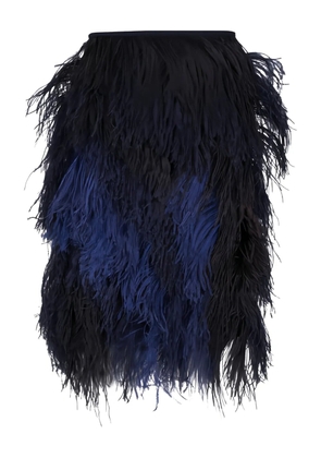 Akris feather-appliqué midi skirt - Blue