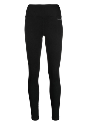 Sporty & Rich logo-patch ribbed leggings - Black