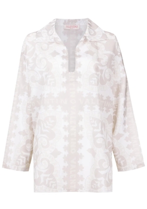 Valentino Garavani geometric-print silk-cotton shirt - Neutrals