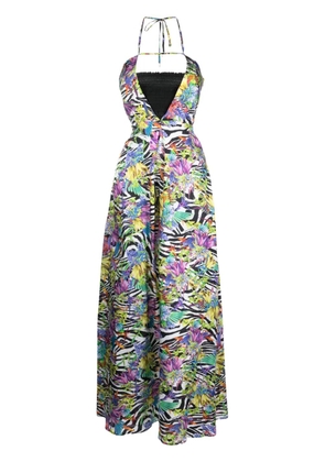 Just Cavalli printed halterneck maxi dress - White