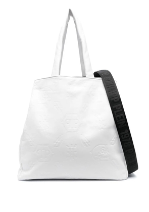 Philipp Plein embossed monogram tote bag - White