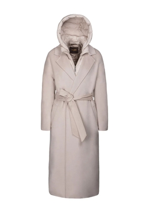 Moorer Olivie hooded belted coat - Neutrals