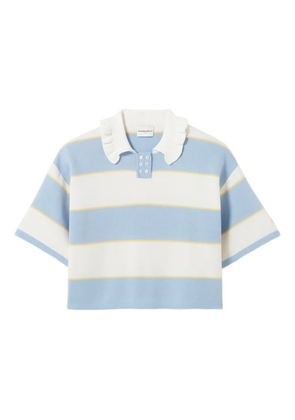 Claudie Pierlot striped ruffled-detail T-shirt - Blue
