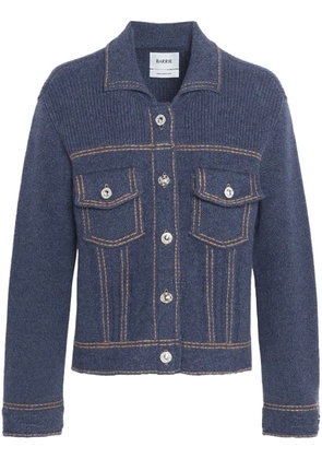 Barrie contrast-stitch knitted jacket - Blue