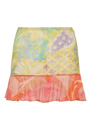 Donde Esteban mesh ruffled mini skirt - Yellow