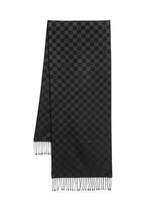 Karl Lagerfeld check-pattern wool scarf - Black