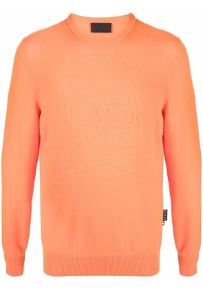 Philipp Plein fine-knit skull-motif jumper - Orange