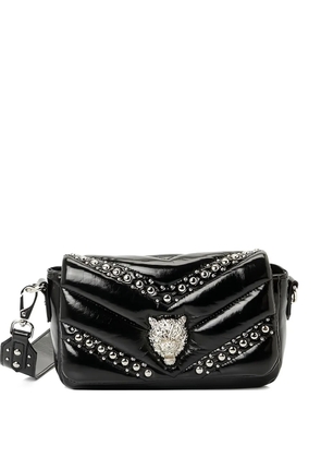 Plein Sport small Cady quilted flap shoulder bag - Black