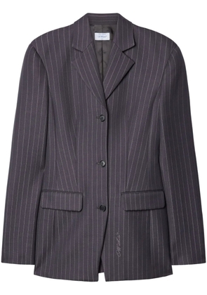 Off-White embroidered-logo pinstripe-pattern blazer - Grey