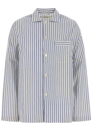 TEKLA striped poplin pyjama top - Blue
