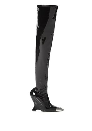 Philipp Plein patent-leather over-knee boots - Black