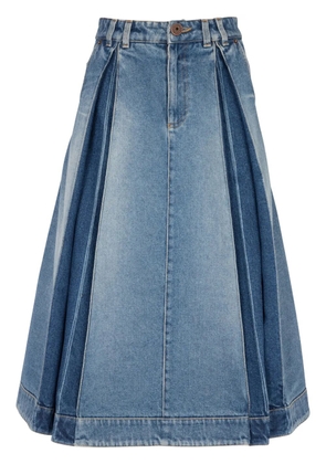 Balmain pleated denim skirt - Blue