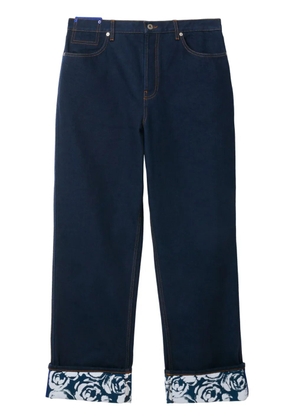 Burberry rose-print straight-leg jeans - Blue