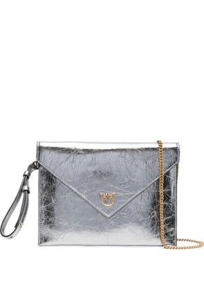 PINKO small metallic-leather flap clutch - Grey