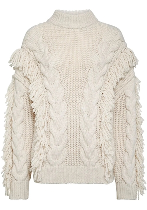 Philipp Plein skull-embroidered cable-knit jumper - Neutrals
