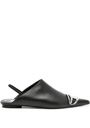 Diesel logo-plaque leather pumps - Black