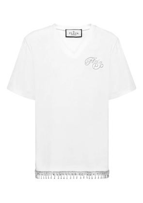 Philipp Plein crystal-embellished V-neck T-shirt - White
