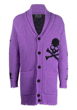 Philipp Plein intarsia-knit logo cardigan - Purple