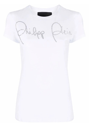 Philipp Plein rhinestone embellished logo T-shirt - White
