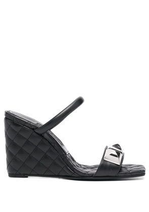 Philipp Plein Matelasse leather wedges - Black