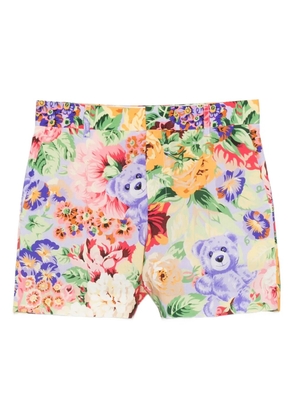 Moschino floral-teddy bear printed shorts - Green
