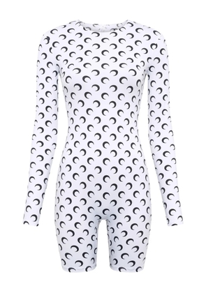 Marine Serre moon-print long-sleeve playsuit - White