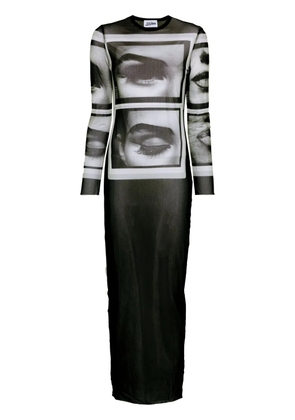 Jean Paul Gaultier face-print mesh maxi dress - Black