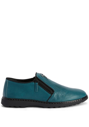Giuseppe Zanotti snake-skin effect leather loafers - Blue