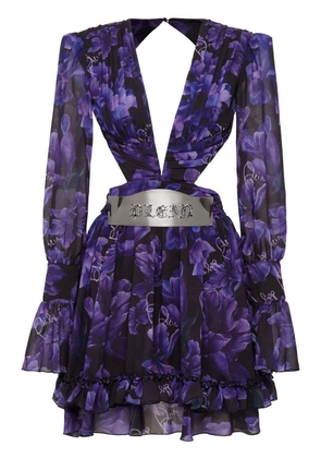 Philipp Plein floral-print chiffon mini dress - Black