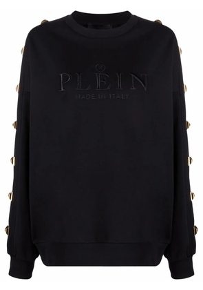 Philipp Plein logo-embroidered studded sweatshirt - Black