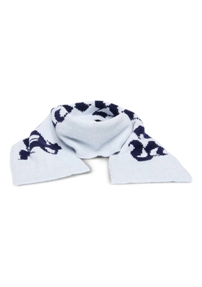 Palm Angels logo-jacquard knit scarf - White