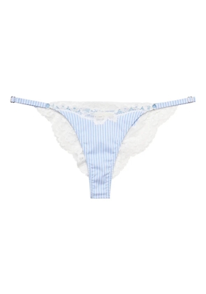 Fleur Du Mal lace-trimmed striped briefs - Blue