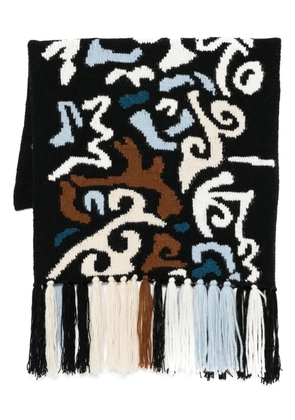 Ermanno Scervino patterned-jacquard scarf - Black