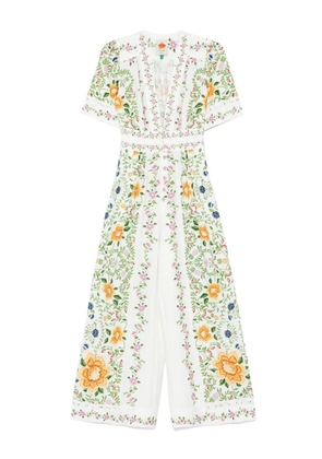 FARM Rio Folk Floral jumpsuit - White