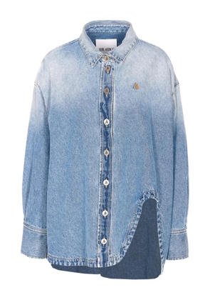 The Attico logo-embroidered button-up denim shirt - Blue