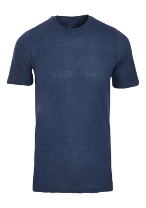 120% Lino mélange-effect crew-neck T-shirt - Blue