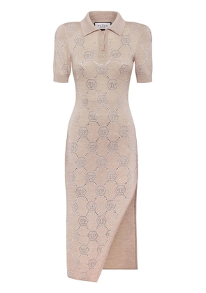 Philipp Plein monogram polo midi dress - Neutrals