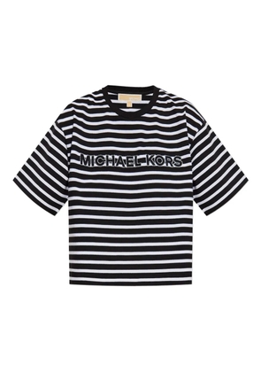 Michael Michael Kors striped-pattern logo-patch T-shirt - Black