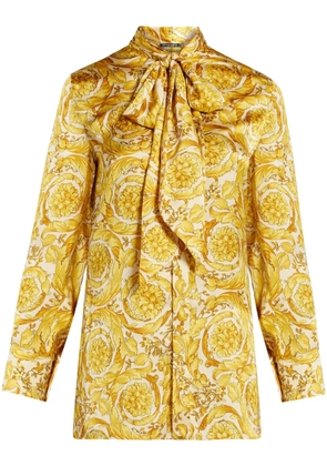 Versace Barocco-print silk shirt - Yellow