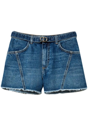 TWINSET Oval T belted denim shorts - Blue
